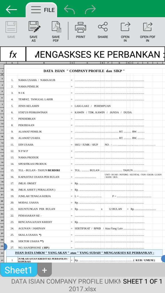 Dokumen Company Profile Pengajuan BLT UMKM
